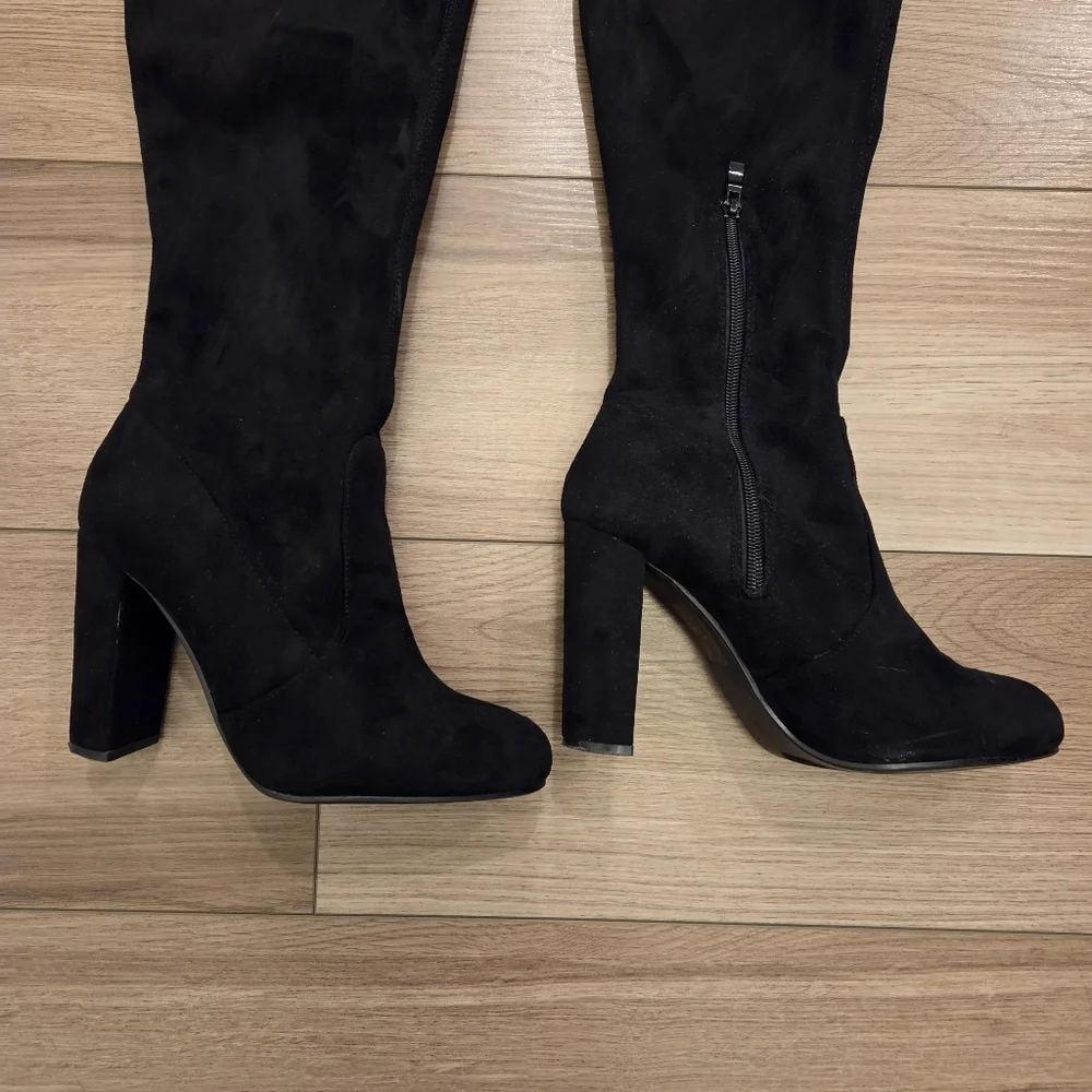 Jacobies Black Over-the-Knee Faux Suede Boots Size 8